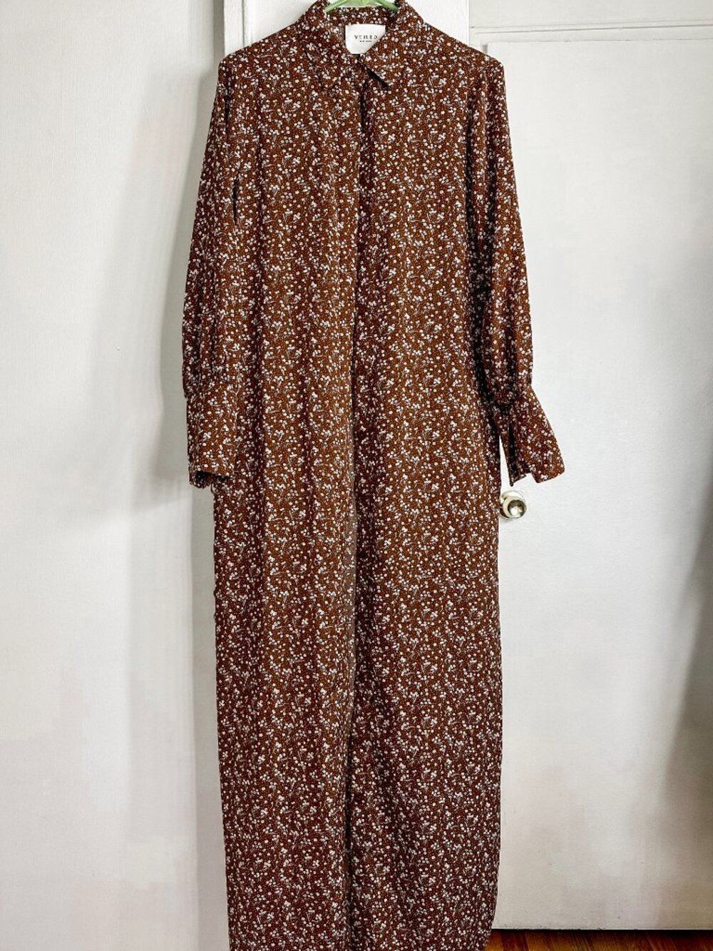 Veiled Collection Brown Floral Button Down Maxi Shirt Dress  - Limited Edition - Picture 4 of 14